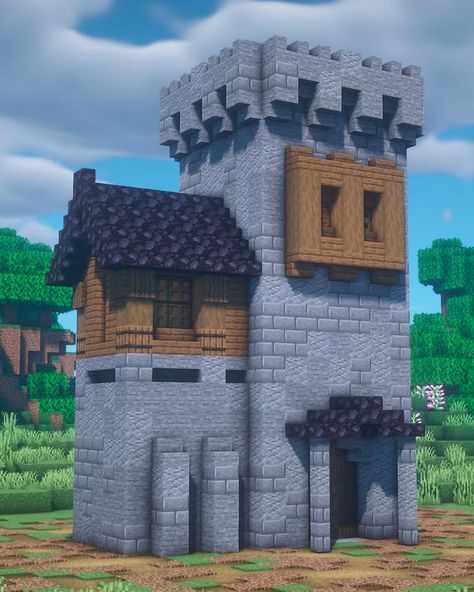 Medieval Tower(House) In Minecraft | FULL TUTORIAL IN MY CHANNEL Stone Tower Minecraft, Minecraft Tower Simple, Minecraft Tower Ideas Easy, Tower Ideas Minecraft, Minecraft Stone Brick House, Minecraft Gate House, Small Tower Minecraft, Minecraft Tall House, Simple Minecraft Castle