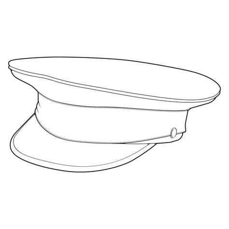 Soldier Hat Drawing, Grandparents Tattoo, Graduation Drawing, Cap Drawing, Military Cap, Military Officer, Vector Art, Coloring Books, White Background