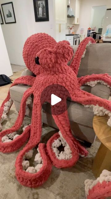 Sara on Instagram: "Finished my GIANT Anchor the Octopus. I used @yarnspirations Bernat Blanket Extra Thick yarn. I love how he turned out!

Pattern by @humblechild.co (I obviously modified it with the larger yarn)

#crochet #crochetaddict #anchortheoctopus #octopus #crochetersofinstagram #crochetoctopus #amigurumi" Puffy Yarn Crochet, Giant Crochet Amigurumi, Large Crochet Plushies Pattern Free, Crochet Giant Octopus, Giant Octopus Crochet Pattern, Giant Octopus Crochet, Crochet Thick Yarn, Octopus Blanket, Crochet Pattern Octopus