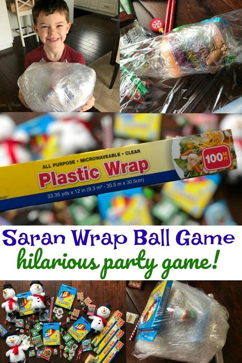 SO MUCH FUN!  Great party game with kids!!  How to Play the Plastic Saran Wrap Ball Game https://www.mamacheaps.com/2018/12/how-to-play-the-plastic-saran-wrap-ball-game.html Saran Wrap Ball Game Birthday, Plastic Wrap Ball Game For Kids, Items For Saran Wrap Ball Game, Sarah Wrap Ball Game Gift Ideas, Seran Wrap Game, Games To Play At Parties, Plastic Wrap Ball Game, Game Gift Ideas, Bday Games