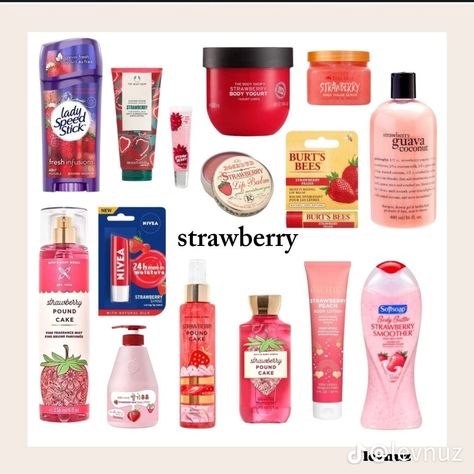 Smell Like Strawberries, Skincare Spray, Sking Care, Strawberry Lip Balm, Pretty Perfume Bottles, Body Hygiene, Bath And Body Works Perfume, Shower Skin Care, Body Smells