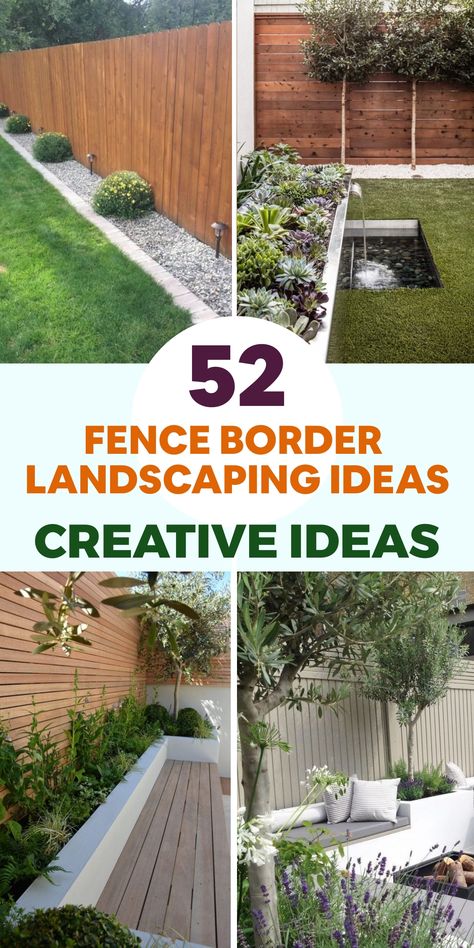 Fences are useful for providing privacy, security, and boundary definition, but they can also be an eyesore in an otherwise beautiful landscape. How can you Plants Fence Line, Fence Border Landscaping Backyard Ideas, Border Landscaping Ideas, Fence Line Landscaping Ideas, Fence Border Landscaping, Border Landscaping, Creative Fence, Fence Landscaping Border Backyard Ideas, Privacy Fence Landscaping