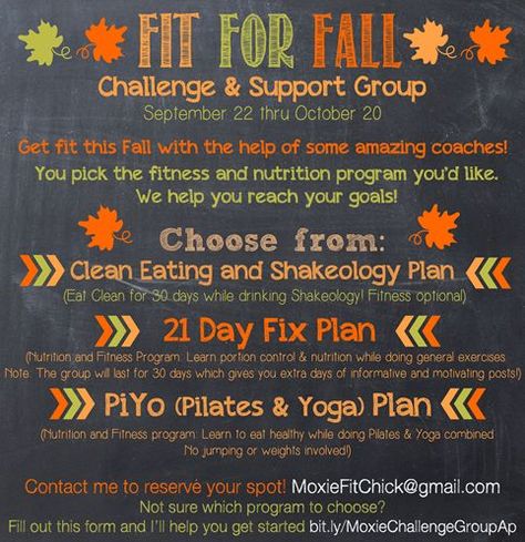 Fit for Fall Challenge and Support Group by MoxieFitChick.blogspot.com Love Handles Challenge, Fitness Challenge Ideas, Fall Fitness Challenge, Beachbody Challenge Group, Thanksgiving Fitness, Fall Challenge, Fall Fitness, Wellness Challenge, Challenge Ideas