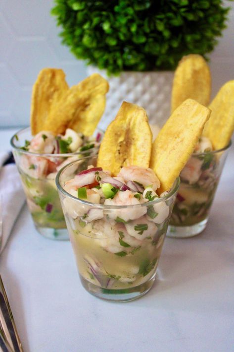 Shrimp Ceviche Appetizer Cups, Ceviche Hors D’oeuvres, Ceviche Serving Ideas, Ceviche Cups Appetizers, Ceviche Party Ideas, Ceviche Presentation, Cuban Ceviche Recipe, Ceviche Shooters, Seafood Ceviche Recipe