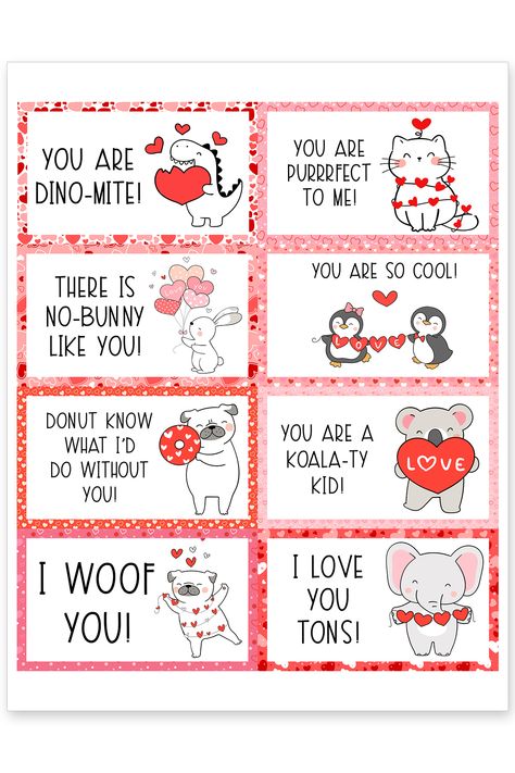 Download this free set of Valentine Lunch box notes. You get 16 free printable lunchbox notes for kids (or adults!) included in the set. These adorable Valentine’s Day designs will put a smile on your child’s face. Have a buyer? They’re still fun to print and leave on a pillow, at a breakfast seat, etc. Brighten up your kids day this February - perfect for the whole month, not just Valentine’s Day! Valentines Lunch Box Notes, Valentines Day Lunch Box Ideas, Valentine’s Day Notes For Kids, Diy Valentines Cards For Kids Classroom Free Printables, Valentines Notes For Kids, Valentine’s Day Notes, Valentine’s Day Lunch For Kids, Printable Valentines Day Cards For Kids, Free Printable Valentine Cards For Kids