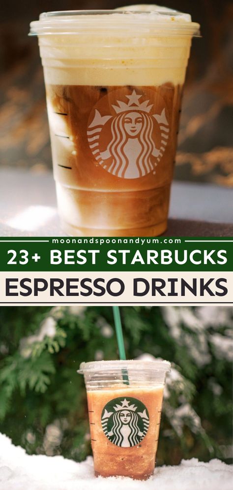 Looking for more drink ideas? Turn to these coffee recipes at home for some non-alcoholic beverages! They're the BEST Starbucks espresso drinks. Find Americano, caffè latte, cappuccino, and other types of espresso drinks! Starbucks Espresso Recipes, Diy Starbucks Espresso Drinks, Best Starbucks Espresso Drinks, Espresso Drinks At Starbucks, Esspreso Coffe Recipes Starbucks, Best Espresso Drinks At Starbucks, Expresso Starbucks Drink, Expresso Recipes Coffee Espresso Drinks, Starbucks Recipes Espresso