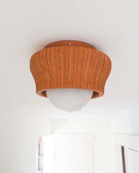 Terracotta ceiling light, flush mount, frosted globe, hallway light, southwestern light, western light Terracotta Flush Mount Light, Terracotta Ceiling, Ceiling Light Flush Mount, Flush Mount Light, Hallway Lighting, Mount Light, Flush Mount Lighting, Oil Diffuser, Flush Mount