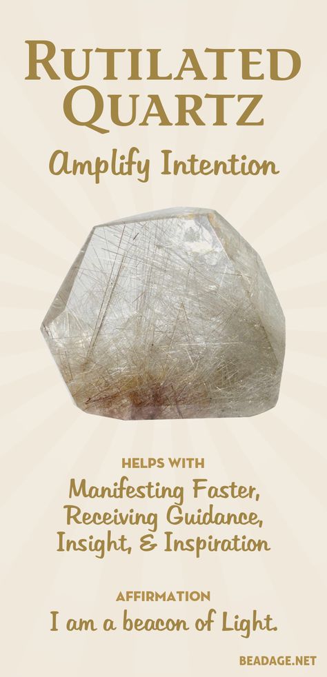 Rutilated Quartz Meaning, Bracelet Meaning, Quartz Meaning, Healing Inspiration, Crystal Healing Chart, Crystals Healing Properties, Spiritual Crystals, Gemstone Meanings, Crystal Therapy