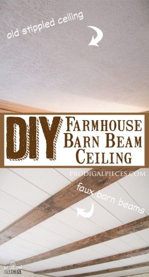 DIY Faux Farmhouse Barn Beam Ceiling by Prodigal Pieces www.prodigalpieces.com #prodigalpieces Remodel Furniture, Faux Farmhouse, Beam Ceiling, Best Kitchen Design, French Farmhouse Style, Faux Beams, Deco Studio, Faux Plafond, Diy Ceiling