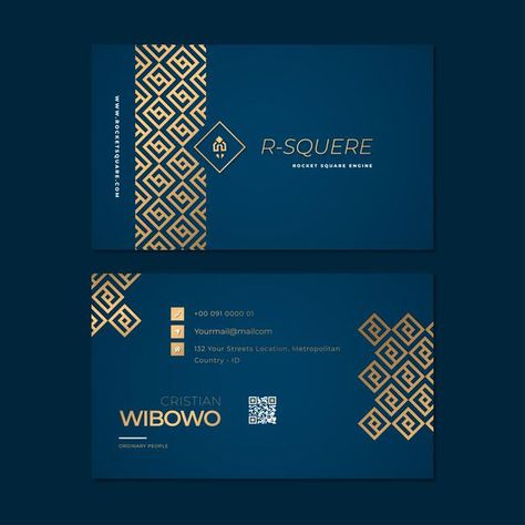 Simple beautiful dark blue nad gold busi... | Premium Vector #Freepik #vector #background #logo #business #abstract Blue And Gold Logo Design, Dark Blue Branding Design, Luxury Business Cards Gold, Gold Business Card Design, Blue And Gold Logo, Business Cards Layout, Blue Business Card, Create Business Cards, Gold Business Card