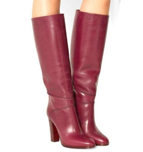 Stunning Women's Fashion High-Heeled Knee-Length Boots Knight Pu Leather Wine Red Boots 20 Red Knee High Boots, Red Leather Boots, Harness Fashion, Burgundy Boots, Trendy Womens Shoes, Trending Womens Shoes, Knee Length Boots, High Leather Boots, Red High Heels