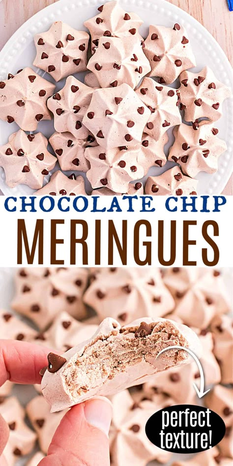 Chocolate Meringue Cookies are easy-to-make, melt-in-your-mouth treats with BIG chocolate flavor! Just a few ingredients are needed to make these fun, delicious cookies! Dark Chocolate Meringue Cookies, Chocolate Chip Meringues, Mint Chocolate Chip Meringue Cookies, Hot Cocoa Meringue Cookies, Hot Chocolate Meringue Cookies, Nutella Meringue Cookies, Stuffed Meringue Cookies, Merangue Recipe Cookie, Meringue Flavors