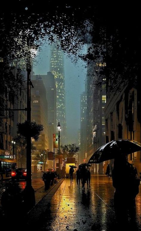 Walking Down The Street, Night City, In The Rain, The Rain, Rainy Day, At Night, Walking