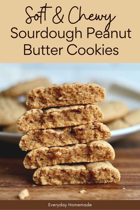 Discover the best Soft and Chewy Sourdough Peanut Butter Cookies! Use sourdough discard for an easy, same-day recipe. With the goodness of natural peanut butter, these sourdough cookies offer a delightful blend of soft, chewy, and salty-sweet goodness. Elevate your cookie game effortlessly for a delicious dessert or snack. Sour Dough Discard Peanut Butter Cookies, Discarded Sourdough Starter Cookie Recipes, Sourdough Discard Snacks For Kids, Brown Butter Sourdough Discard Cookies, Sourdough Discard Cookies Easy, Discard Cookies Easy, Peanut Butter Sourdough Cookies, Sourdough Discard Biscotti Recipes, Healthy Sourdough Cookies