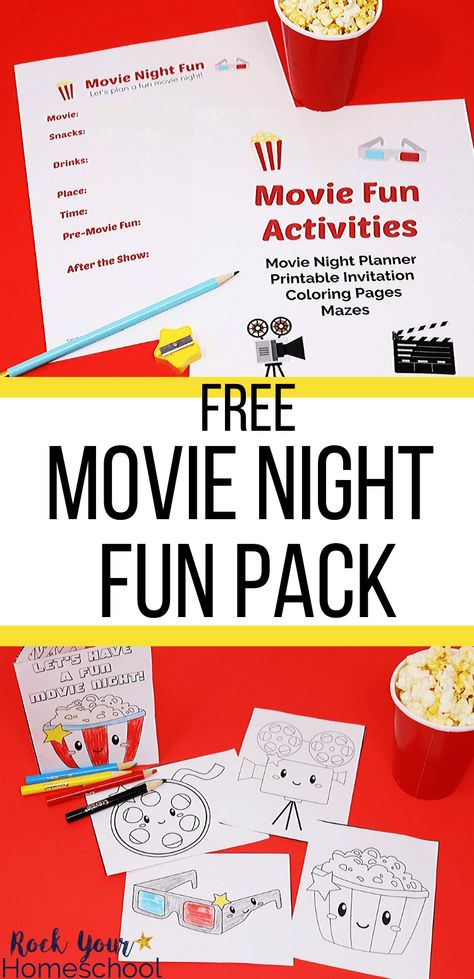 Movie Night Activities, Kids Movie Party, Movie Night Printables, Indoor Movie Night, Movie Night Theme, Movie Night For Kids, Super Family, Backyard Movie Nights, Free Activities For Kids