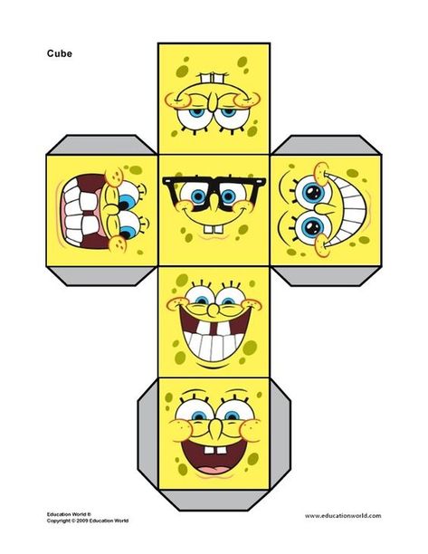 Caja de chuches de Bob Esponja Spongebob Crafts, Pola Jaring, Spongebob Birthday Party, Spongebob Party, Spongebob Birthday, Paper Toys Template, Paper Doll Template, Paper Toy, Diy Gift Box