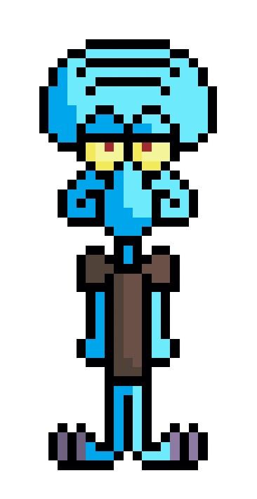 Sandbox Squidward Squidward Pixel Art, Sandbox, Cute Characters, Pixel Art, Vault Boy, Cute Animals, Mario Characters, Stitching, Animals