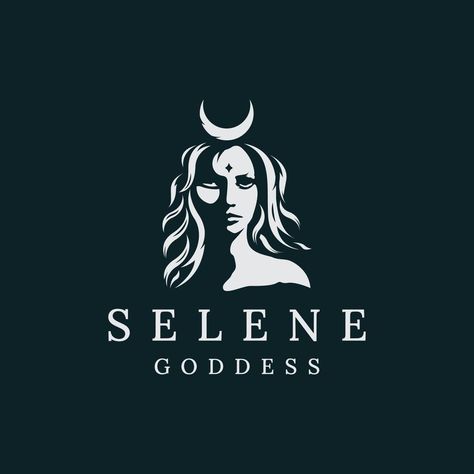 selene diosa de la mitología griega luna. vector plano de plantilla de diseño de icono de logotipo de belleza de mujer Selena Goddess Of The Moon, Greek Mythology Women, Mythology Women, Selene Goddess Of The Moon, Selene Goddess, Goddess Of The Moon, Profile Logo, Yoga Logo, 3d Art Drawing