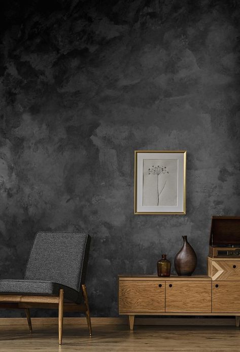 Pola Cat Dinding, Concrete Effect Paint, Eksterior Modern, Wall Painting Techniques, Wall Texture Design, Bedroom Wall Designs, Bedroom Wall Paint, Dark Walls, Wall Paint Designs