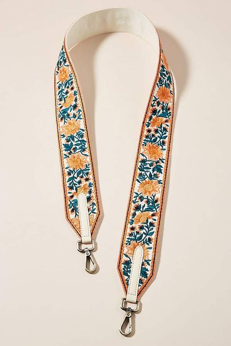 Madeline Embroidered Bag Strap By Anthropologie, #Anthropologie, commission link Diy Bag Strap, Tas Laptop, Boho Texture, Sac Diy, Diy Bags Purses, Potli Bags, Embroidery Bags, Floral Bags, Boho Purses