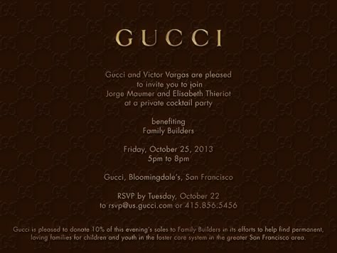 #GUCCI invite for launch party for LUXETIGERS' FASHION FUND for FAMILIES benefiting FAMILY BUILDERS! Gucci Invitation Card, Private Party Invitation, Fashion Show Invitation Card Ideas, Brand Launch Invitation, Fashion Show Invitation Card, Private Event Invitation, Gucci Invitation, Fashion Event Invitation, Business Launch Party