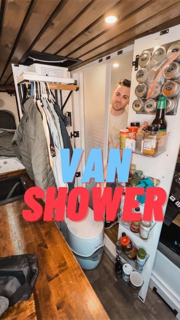 Secret Shower Van, Recirculating Shower System Van, Bedroom Bathroom Combo, Van Layouts, Camper Van Shower, Hidden Shower, Live In A Van, Vanlife Travel, Dream Camper