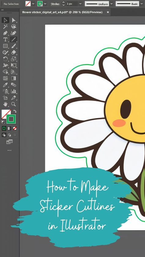 How To Make Stickers With Adobe Illustrator, Digital Art Adobe Illustrator, Beginner Illustrator Projects, How To Use Illustrator, Adobe Illustrator Stickers, How To Create Stickers, Adobe Illustrator Ideas Graphic Design, Stickers Outline, Typography Tutorial Illustrator