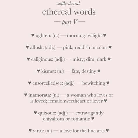 Cute Rare Words, Enchanting Words Aesthetic, Rare Aesthetic Words For Usernames, Angel Word Aesthetic, Pretty Synonyms, Coquette Username Ideas, Ethereal Words, Coquette Words, Angelic Words