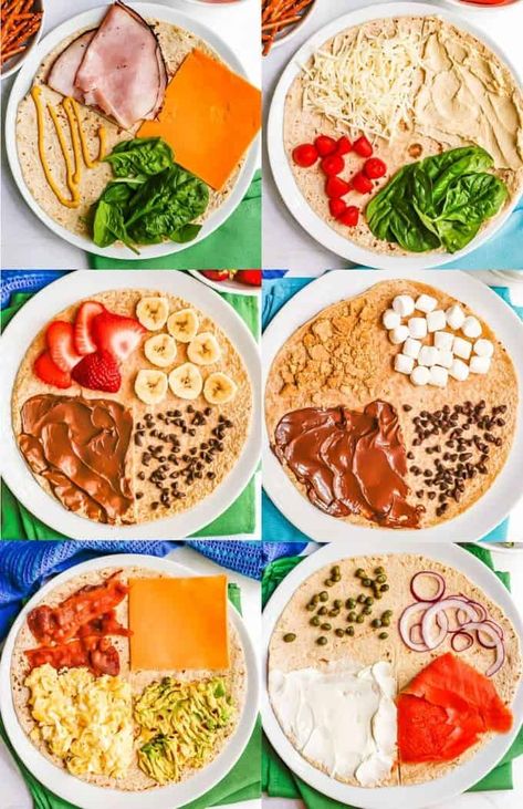 Folded wraps, the viral TikTok tortilla hack, are easy to make and endlessly customizable! Get the how-to and 25 combinations for breakfast, lunch and even dessert. Wic Ideas, Folded Wraps, Tortilla Hack, Resep Diet Sehat, Fest Mad, Resep Diet, Tortilla Wraps, Eating Tips, No Dairy Recipes