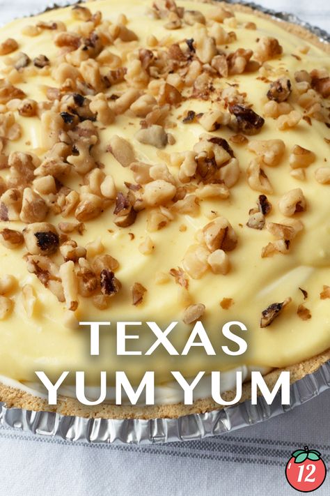 Texas Yum Yum | 12 Tomatoes 12 Tomatoes Recipes Pecan Cream Pie, Cowboy Dessert Pie, Island Pie Recipe, Yum Yum Pie Recipe, Best No Bake Pie Recipes, Light Pie Recipes, Texas Yum Yum Pie, Southern Living Texas Trash Pie, French Silk Slab Pie 12 Tomatoes