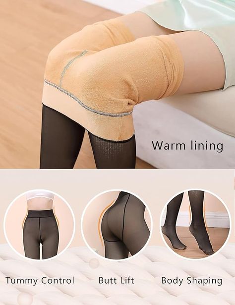 Bontierie Women Fleece Lined Fake Translucent Thick Tights Winter Warm Sheer Leggings High Waisted Thermal Pantyhose 4.8 4.8 out of 5 stars 71 rating Aphrodite Clothes, Hair Astethic, Skin Coloured Tights, Leggings For Winter, Fleece Lined Tights, Lined Tights, Sheer Leggings, Thick Tights, Fishnet Socks