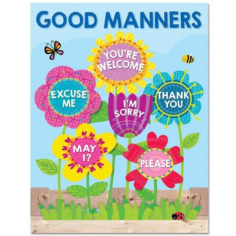 Charts For Grade 1 Classroom, Classroom Rules Charts For Preschool, Classroom Charts Ideas Teachers, Classroom Rules Chart Ideas, Charts For Classroom Ideas, Garden Of Good Manners, Good Manners Chart, Classroom Rules Chart, Manners Chart