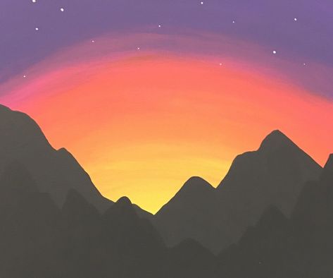 Paint a Mountain Sunset (for Beginners) Painted Mountains Easy, Sunset Painting Easy, How To Make Canvas, Drawing Sunset, Abstract Painting Diy, Easy To Draw, Background Drawing, Mountain Sunset, Painting Media