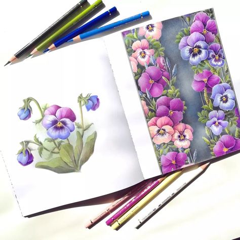 Flowerscapes Coloring Book, Maggie Enterrios Flowerscape, Flowerscape Coloring Book Finished Pages, Flowerscape Coloring, Coloring Combinations, Coloured Pencil Techniques, Maggie Enterrios, Leila Duly, Joanna Basford Coloring