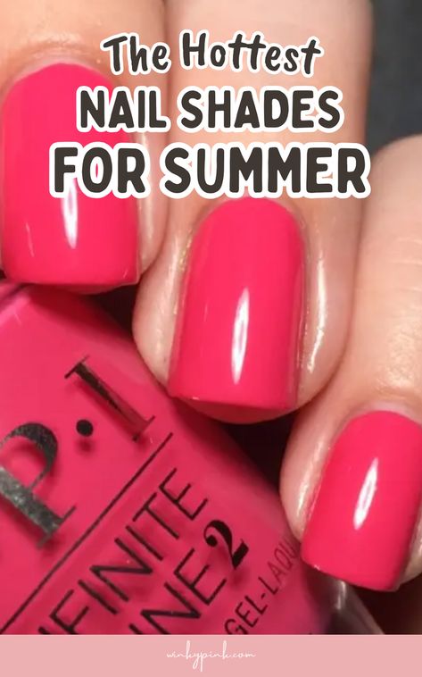 This post has all the best Summer Nail Color Ideas for 2024! From pastels, blues, and party pink shades there are so many great shades for your next summer nail inspo. Best Nail Color For Summer 2024, Cute Summer Nail Colors Gel, Gel Polish Colors Summer 2024, Nail Ideas Summer Colors, Short Nail Manicure Summer, Summer Polish 2024, Top Summer Nail Colors 2024, Pedicure Nail Colors Summer 2024, July Nail Colors 2024