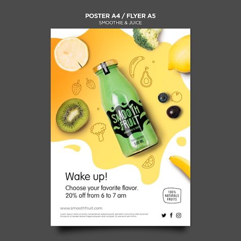 Bar Flyer, Juice Ad, Organic Smoothies, Organic Drinks, Event Poster Template, Coffee Shop Business, Adobe Photoshop Design, Poster Template Design, Smoothie Bar