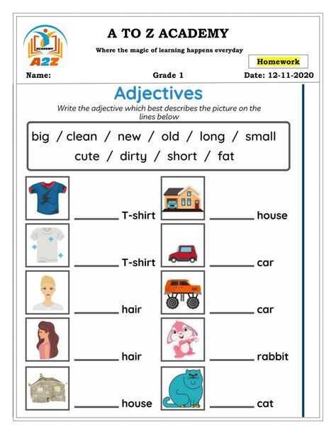 Describing Words Worksheet For Grade 1, Adjectives For Grade 1, Adjectives Worksheet For Grade 1, Pictures To Describe, Adjectives Worksheet, Compound Words Worksheets, Ingles Kids, Worksheets For Class 1, Teaching Cursive