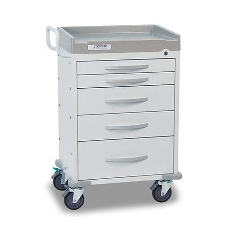 Medical carts are used for medical aid by facilitating to record, store, and dispense equipment, supplies, and patient information. They are medical trolley comprising compartments, set of drawers, and trays, they are used in hospital and medical settings to carry, transport, and dispense emergency supplies, medicines, medical instruments, and medical devices. Medical Cart, Computer Cart, Medical Carts, Medication Storage, White Drawers, Countertop Surfaces, Blue Accessories, Set Of Drawers, Emergency Supplies