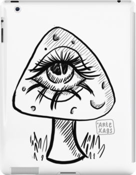 Slim impact-resistant polycarbonate case with protective lip and full access to device ports. Vibrant colors embedded directly into the case for longevity. Available for iPad 4/3/2. Mushroom with an eye Trippy Mushroom Drawing, Mushroom Black And White, Mushroom With Eyes, Easy Mushroom Drawing, White Ipad Case, Trippy Mushroom, Art Collab, Mushroom Paint, Mushroom Head