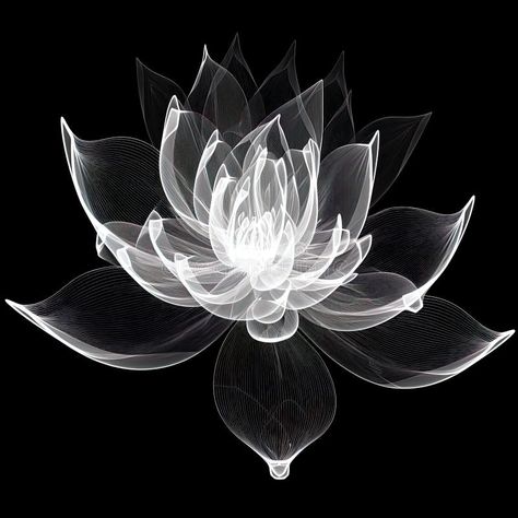 Abstract the lotus, black and white illustration. Generative AI stock photography Lotus Black And White, Lotus Flower Black And White, Abstract Lotus, Black Flowers Wallpaper, White Lotus Flower, Vector Nature, Spirit Animal Art, White Illustration, White Lotus