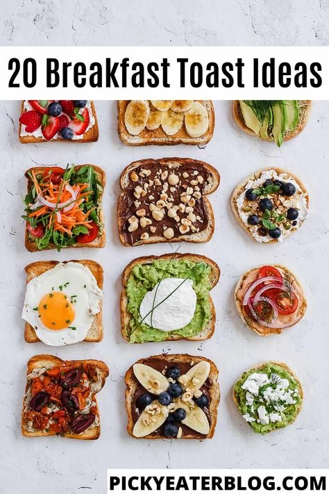 Don't underestimate the humble slice of toast! Its golden brown and crispy top is the perfect slate for sweet and savory toppings. These 20 breakfast toast ideas are sure to make your morning brighter. Sourdough Topping Ideas, Toast Toppings Breakfast, Healthy Toast Ideas, Breakfast Toast Ideas, Healthy Toast Toppings, Healthy Breakfast Toast, Toast Ideas, Healthy Toast, Plant Based Recipes Breakfast