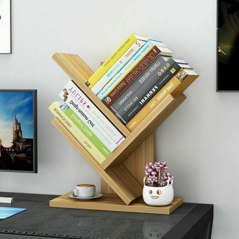 Book Shelf Display, Bookshelf Small, Cross Tree, Tree Structure, Geometric Trees, Tree Bookshelf, Tree Shelf, Wood And White, Shape Books