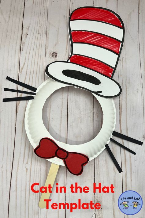 Celebrate Dr. Seuss day with Cat in the Hat template! Dr. Suess Crafts, Cat In The Hat Template, Cat In The Hat Craft, Seuss Snacks, Dr Seuss Classroom Theme, Dr Seuss Snacks, Dr Seuss Preschool Activities, Dr Seuss Preschool, Dr Seuss Classroom