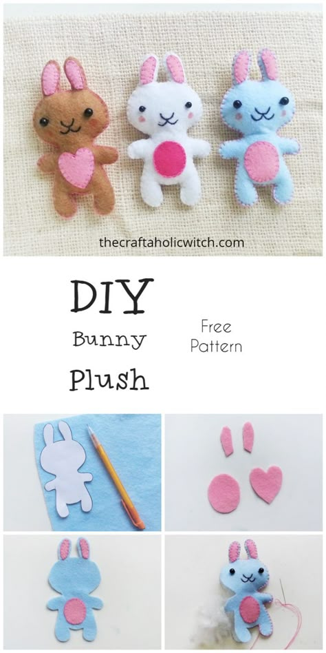 Sewing Patterns Plushies Bunny, Rabbit Plushie Pattern, Free Bunny Sewing Pattern, Bunny Plushies, Bunny Sewing Pattern, Bunny Tutorial, Bunny Sewing, Felt Toys Diy, Diy Bunny