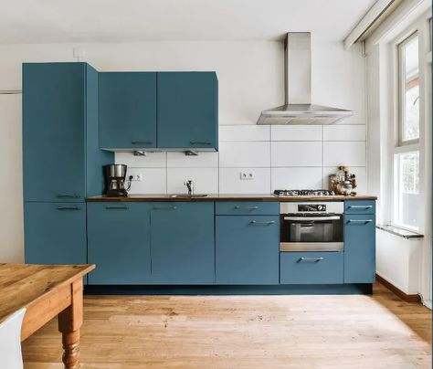 Benjamin Moore Buckland Blue kitchen cabinets Sherwin Williams Tarragon, Tarragon Sherwin Williams, Sherwin Williams Blue, Brown Paint Colors, Warm Paint Colors, Dark Paint Colors, Blue Kitchen Cabinets, Perfect Paint Color, Monochromatic Color Scheme