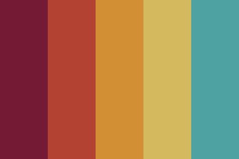 Juniors 70s Color Palette Color Palette Colorful, 70s Color Palette, Groovy Room, 70s Room, Procreate Color Palettes, 70s Interior Design, Yarn Color Combinations, 70s Interior, Procreate Color Palette