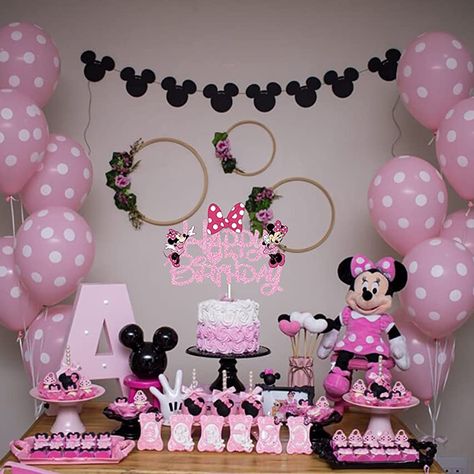 Smurf Birthday, Minnie Mouse Birthday Cake, Minnie Mouse Birthday Theme, Birthday Deco, Mouse Birthday Cake, Minnie Mouse Party Decorations, Minnie Mouse Theme Party, Mini Rosa, Minnie Mouse Birthday Party Decorations