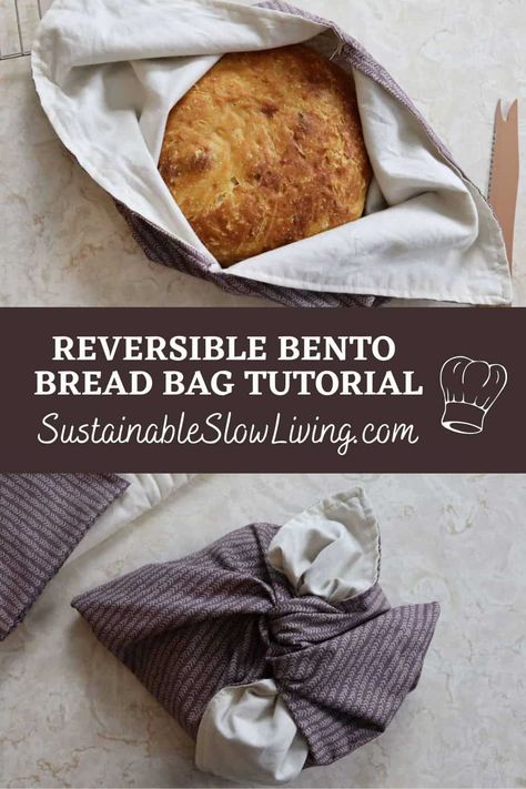 How To Sew A Bread Bag, Waxed Bread Bag Pattern, Sew Bread Bag, Bento Bag Tutorial, Bread Bag Sewing Pattern, Fabric Bread Bag, Diy Bento Bag, Sew A Bag Easy, Sourdough Bread Bag Pattern