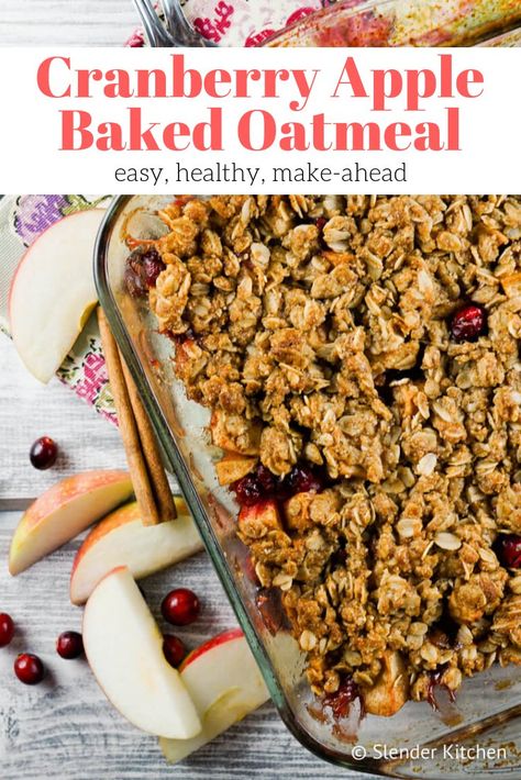 Apple Baked Oatmeal, Fresh Cranberry Recipes, Cranberry Baking, Slender Kitchen, Cranberry Apple, Baked Oatmeal Recipes, Weight Watchers Breakfast, Holiday Breakfast, Cranberry Recipes