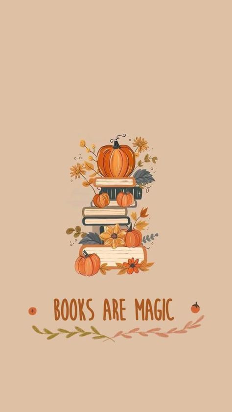 Bookish Fall Wallpaper, Thanksgiving Books, Spring Books, Fallen Book, Fall Wallpaper, Book Illustration, Pumpkins, Phone Wallpaper, Iphone Wallpaper